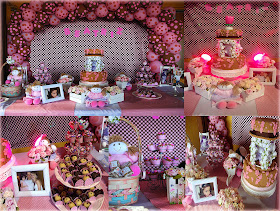 festa marrom e rosa, decoração festa em poá