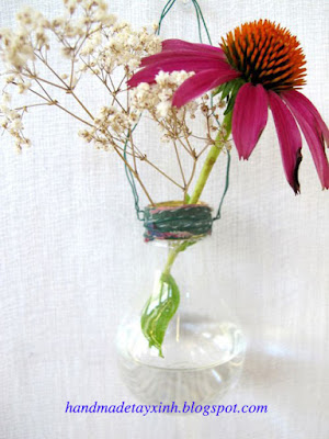 Làm dây treo cho bình hoa handmade