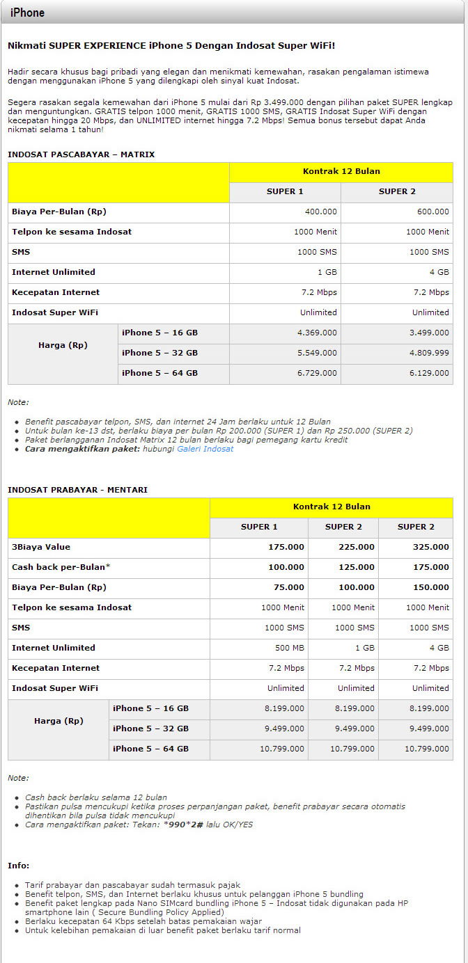 Harga iPhone 5 Resmi di Indonesia dari Telkomsel Indosat 