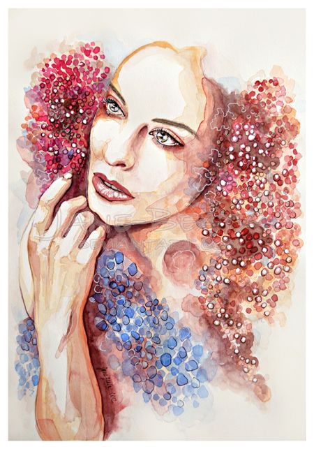 Jana Lepejova jane-beata deviantart pinturas aquarela mulheres olhares femininos Outono