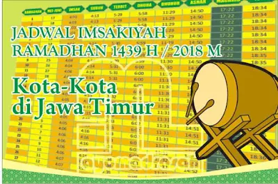  semua kota di provinsi Jawa Timur memuat daftar agenda sholat dan imsakiyah selama bulan  Jadwal Imsakiyah 2108 Semua Kota di Jawa Timur