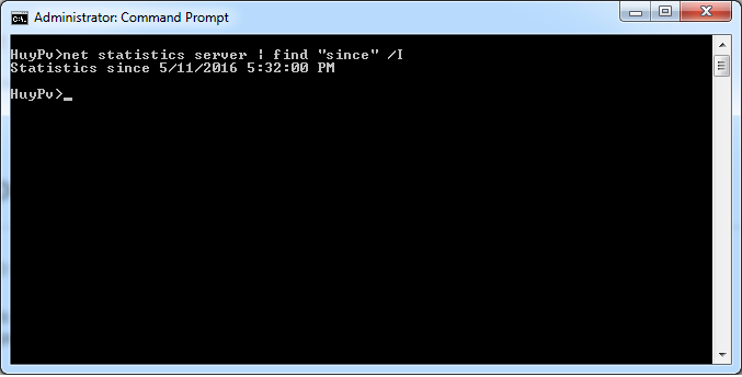 command line check windows uptime