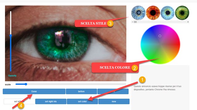 cambiare il colore degli occhi