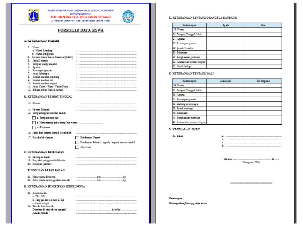 Formulir Data Siswa  MARIOATHA BLOG