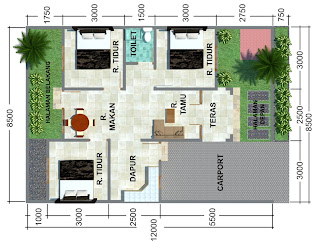 Contoh gambar denah rumah minimalis modern