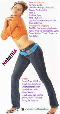 Actress Namitha Personal Profile and Photo Gallery