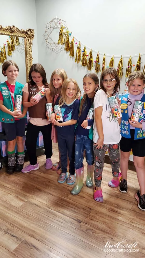 I reached out to the local Girl Scout Troop.   Who would want a custom tumbler more than an adorable group of  young girls!?   The group of 12 girls and 5 leaders was just the perfect size group to make custom tumblers for!