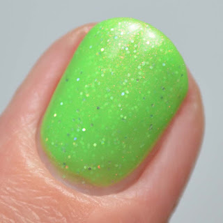 lime green shimmer nail polish