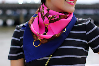 Ralph Lauren Pink Blue Silk Scarf