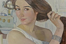 Peintre franco-russe Zenaïda Serebriakova : autoportrait exposé à la Galerie Tretiakov, Moscou (détail)