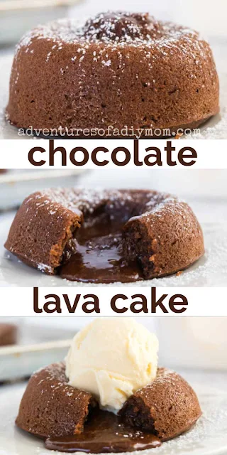 collage of chocolate lava cake