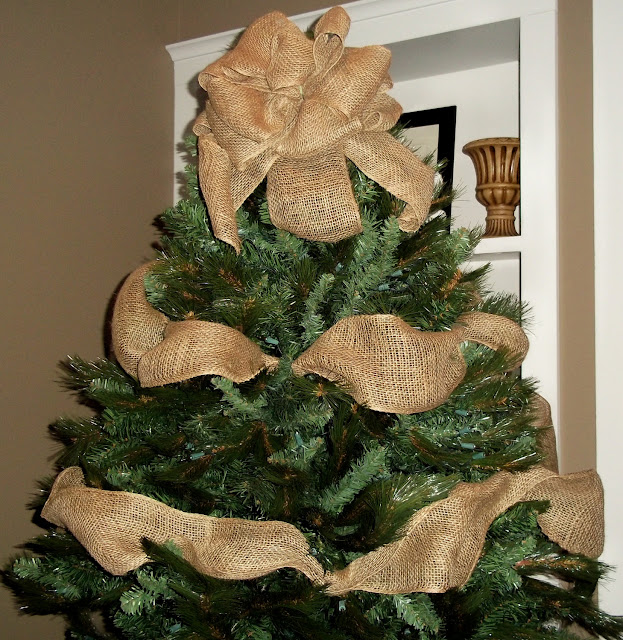 Dekorasi Hiasan Pohon Natal engan Kain Goni Jute Burlap
