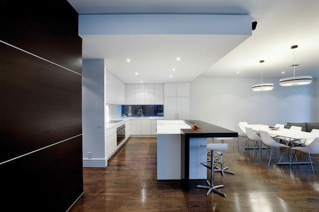 Clean white kitchen in modern home 