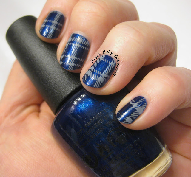 Plaid nails with OPI Yoga-ta Get This Blue