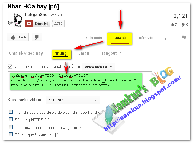 Cách chèn Video từ YouTobe vào Blog