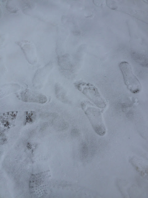 barefoot prints in the snow