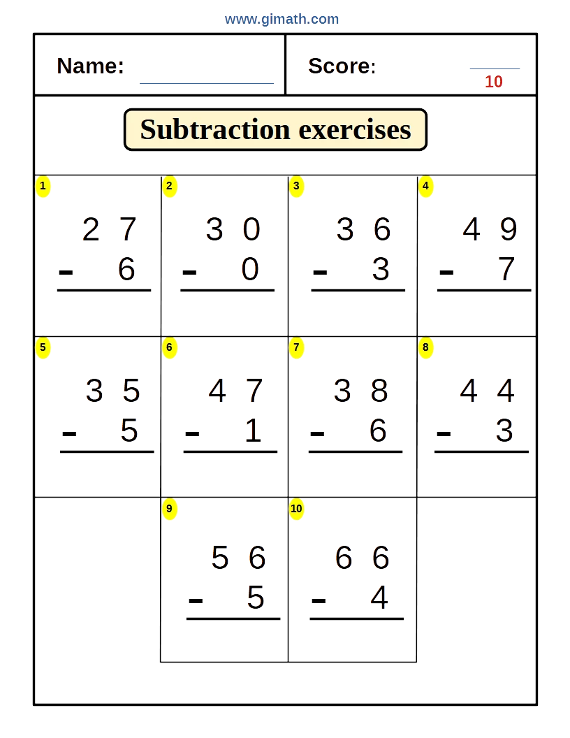 Subtraction for 2nd Grade