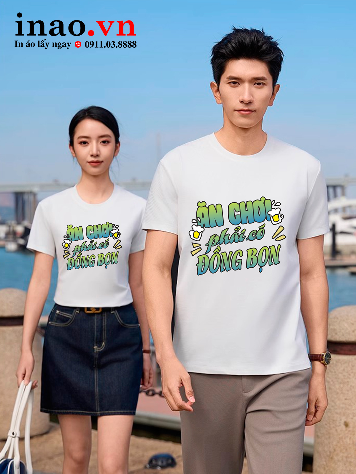 Áo đi biển in Ăn chơi phải có đồng bọn Áo đi biển in Ăn chơi phải có đồng bọn