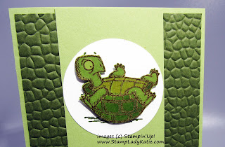 Get Well card made with the turtle image from Stampin'Up!'s "Back On Your Feet" stamp set and Hammered Metal embossing folder