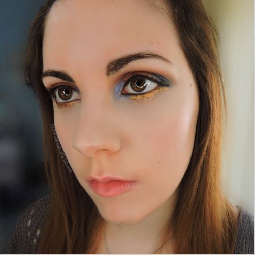 Ultima Beauty, open eyes, wearing eyeshadow from Too Faced’s Italian Spritz Eyeshadow palette