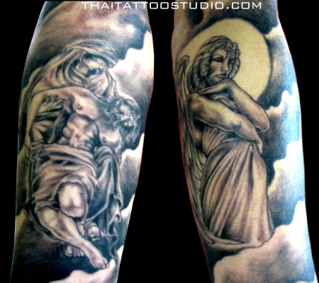 tattoo sleeve black and grey