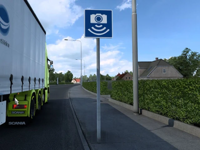 ETS2 丹麥的超速相機警告牌