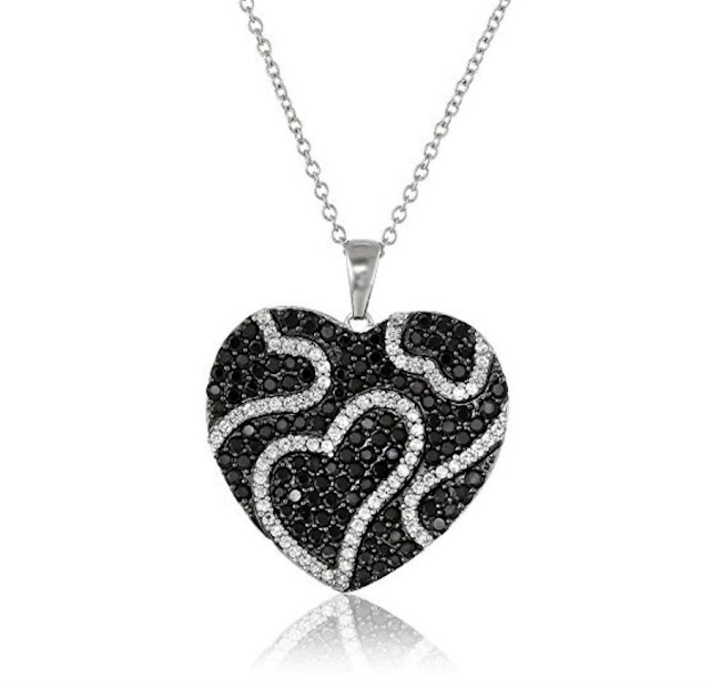 Sterling Silver Black Spinel Heart Necklace