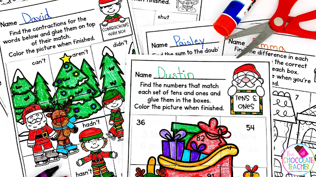 No prep worksheets like these are a must for your December activities because they give your students the opportunity to practice key math and ELA concepts and you don't have to prep a thing.