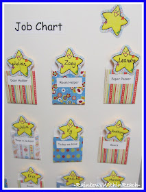photo of: Job Chart in Kindergarten with Names on Stars