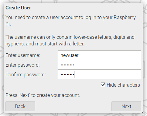 change the user name and password.