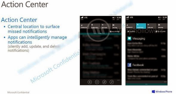 Se filtra nueva captura de pantalla del Centro de Notificaciones para Windows Phone 8.1 (Blue) 