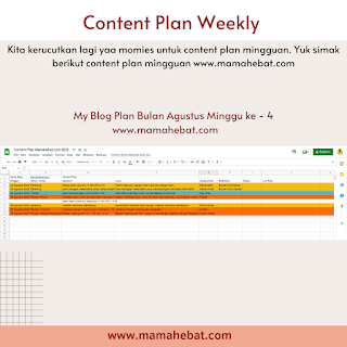 contoh template plan mingguan untuk blogger