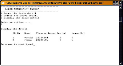 Using Select Sql query display the details 