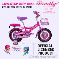 Sepeda Kota Anak Family Flubber Shimmer and Shine 12 Inch x 2.125 Inch CTB 2-4 Tahun Hi-Ten Steel Low-Step Kids City Bike