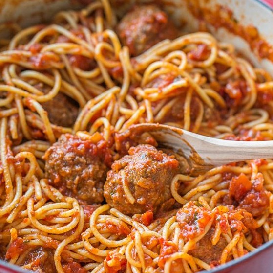 Spaghetti and Meatballs Recipe #Dinner #Noodles