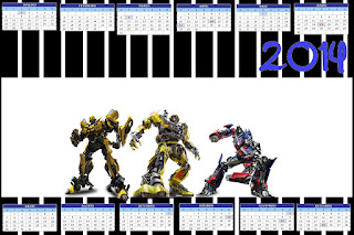 Calendario 2014 para imprimir gratis de Transformers.