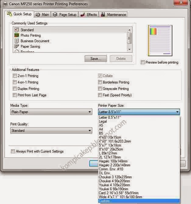 Tutorial Cara merubah Ukuran Kertas F4 atau Folio (Costum 