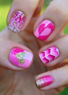 Nail Art With Dark And Light Pink Color