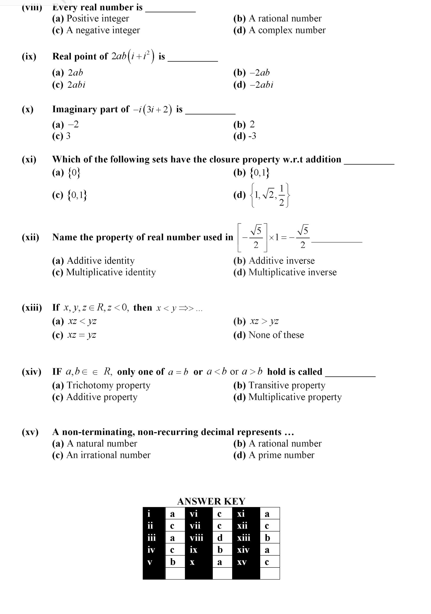 9th class Math Notes chapter Real and Complex Numbers   {Review Exercise 2}