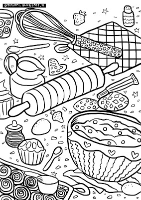 A coloring page of baking / Värityskuva leipomisesta