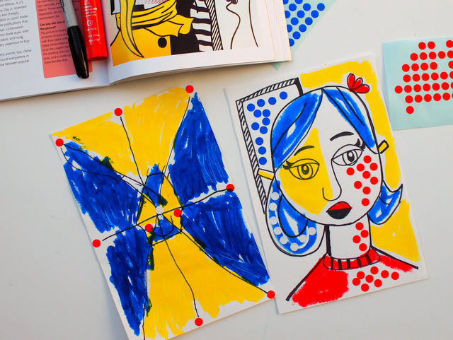 Making Lichtenstein-inspired Modern Art with kiddos!