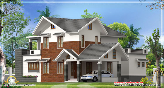 2390 Sq. Ft. Modern sloping roof house