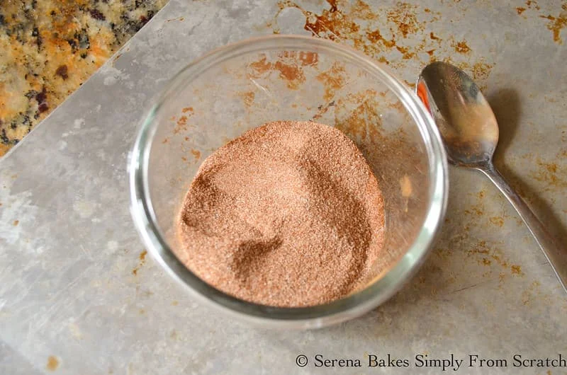 Cinnamon and Sugar in a small glass bowl.