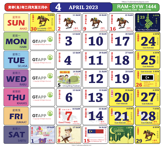 kalendar april 2023