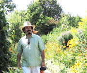 L'homme avec la moustache grande dans le jardin de Claude Monet.