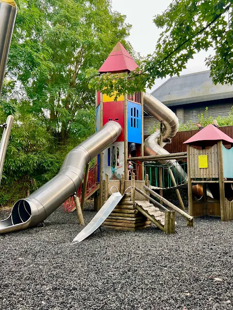 A play area at London Zoo with slides