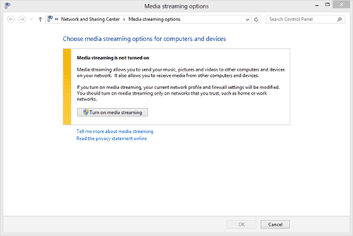 Turn on media streaming