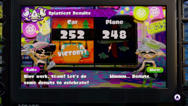 Splatoon Splatfest Cars vs. Planes travel Callie do some donuts to celebrate