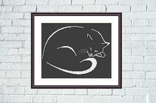 Black cat animal cross stitch - Tango Stitch