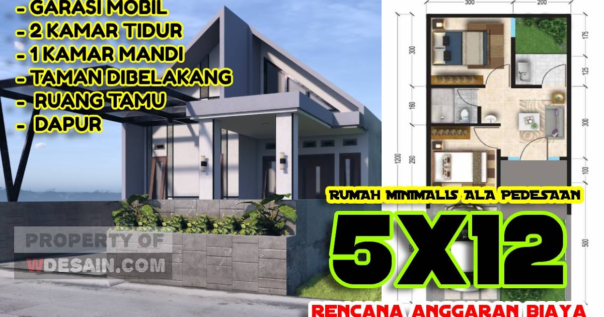 Model Rumah Minimalis  5x12 Komplit Dengan Anggaran Biaya 
